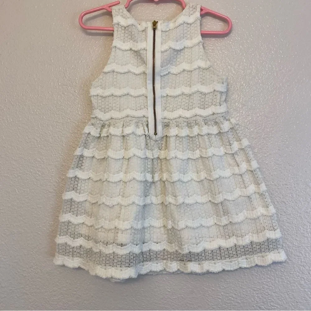 Girls ivory scalloped Lace formal Dress gold zipper -3T